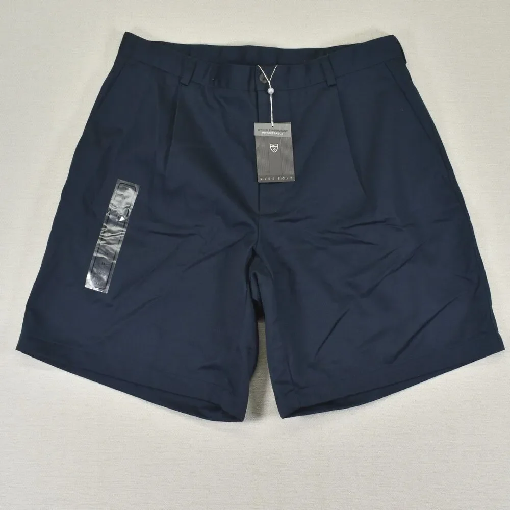 NWT Nike Golf Shorts Navy Blue Pleated Front Mens 36 NOS Deadstock Y2K 2004 Vtg